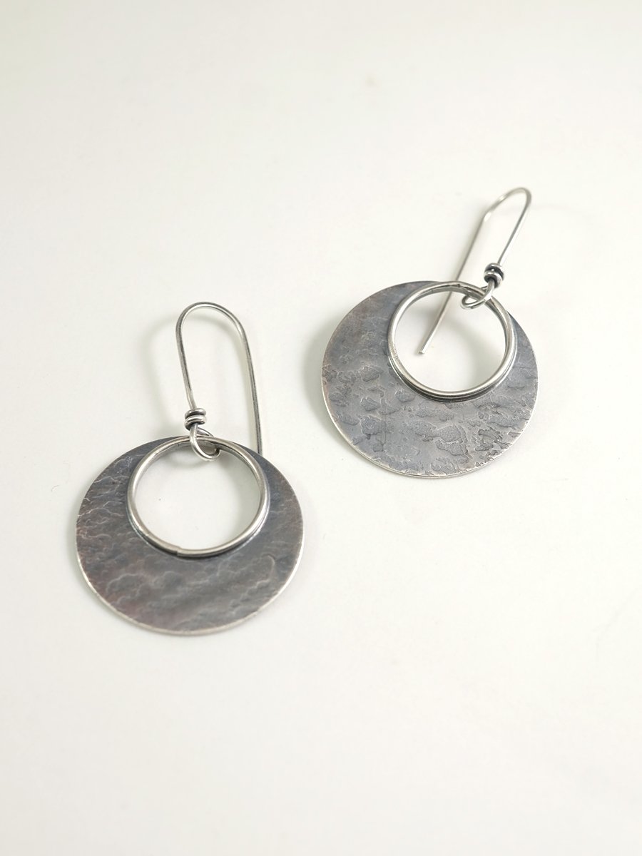 Image of Sterling Cut-out Hammered Earrings