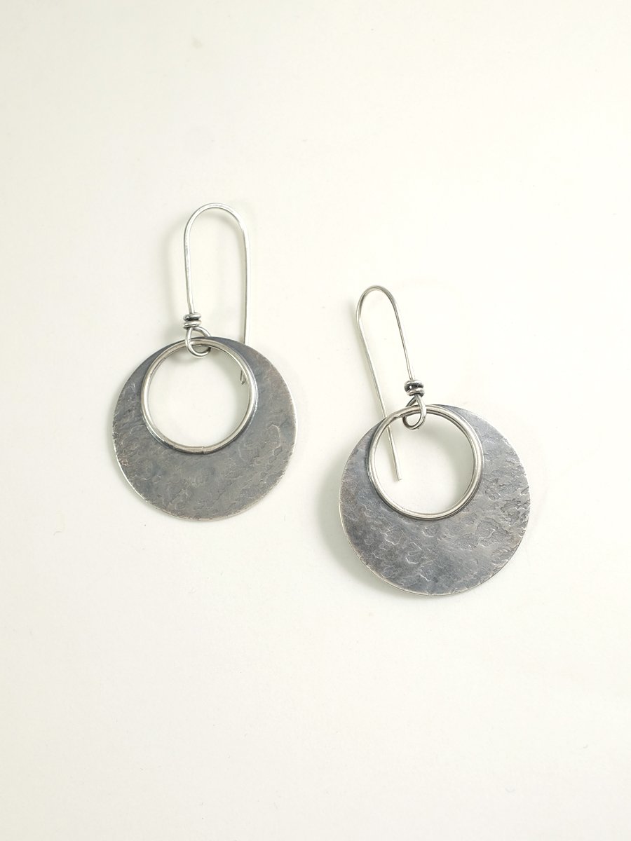 Image of Sterling Cut-out Hammered Earrings