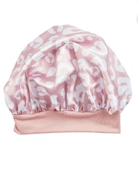 Image 3 of Pink leopard baby bonnet 