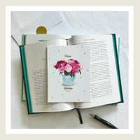 Image 1 of Gold Lux : Peony Dots : Happy Birthday Greeting Card