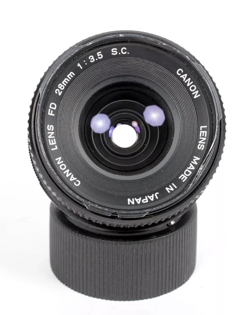 Image of Canon FD/FDn 28mm wide angle lens for Canon FD mount cameras (F2.8/F3.5)