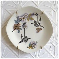 Image 1 of Origami Birds - Hand Painted Vintage Plate