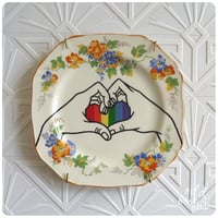 Image 1 of Rainbow Pride - Hand Painted Vintage Plate