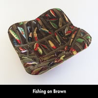 Image 3 of Reversible Bowl Cozy - Fishing on Brown