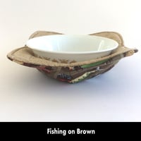 Image 2 of Reversible Bowl Cozy - Fishing on Brown
