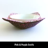 Image 3 of Reversible Bowl Cozy - Pink & Purple Swirls