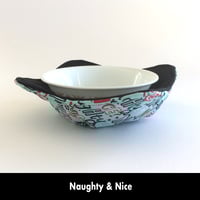 Image 3 of Reversible Bowl Cozy - Naughty & Nice