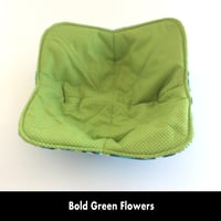 Image 4 of Reversible Bowl Cozy - Bold Green Flowers