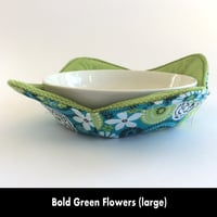 Image 1 of Reversible Bowl Cozy - Bold Green Flowers