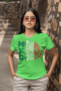 Image 2 of Mexico Tri-Color T-Shirt with Eagle Design.