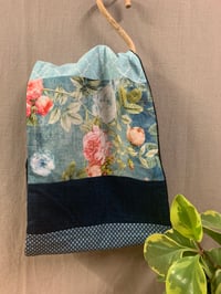 Image 2 of NECKWARMER SCARF - BLUE AND VINTAGE ROSE