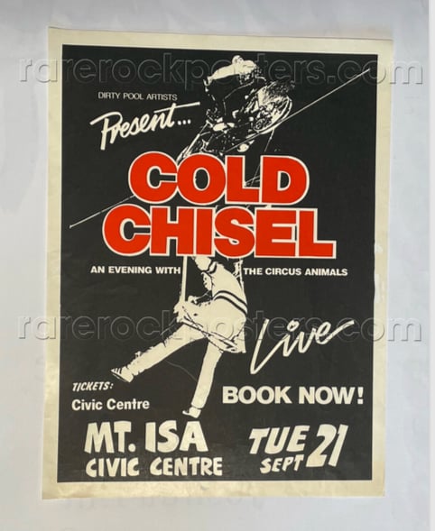 COLD CHISEL ~ EVENING WITH CIRCUS ANIMALS ~ ORIGINAL 1982 AUSTRALIAN GIG POSTER ~ MT ISA