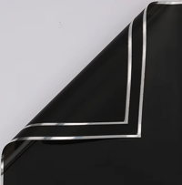 Black Silver Border Floral Paper 
