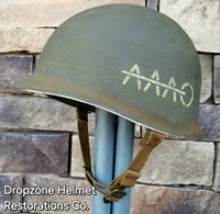 Image 1 of WWII 39th Infantry Regiment, 9th ID AAAO, M-1 Type Helmet, Fixed bale version. NCO