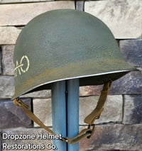 Image 3 of WWII 39th Infantry Regiment, 9th ID AAAO, M-1 Type Helmet, Fixed bale version. NCO