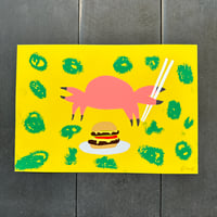 Burger Time hand-finished print 