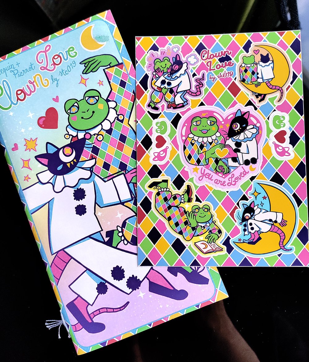 "Clown Love" the zine 🤡​💖 (+ sticker sheet pack) 