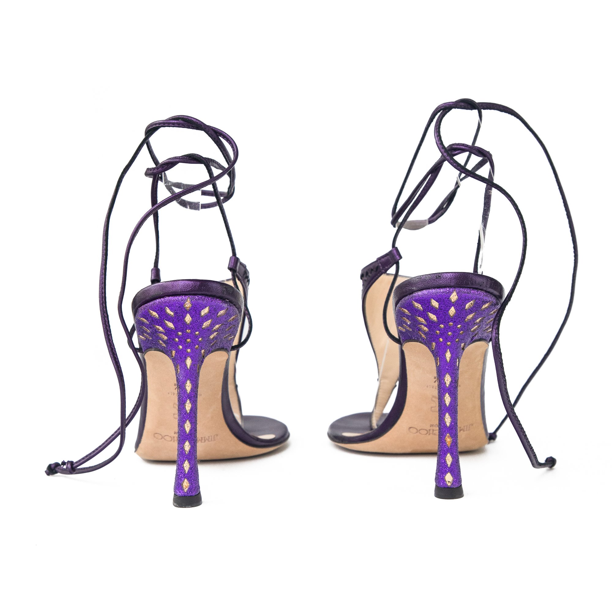 Image of Jimmy Choo Purple Lace up Thong Heels 