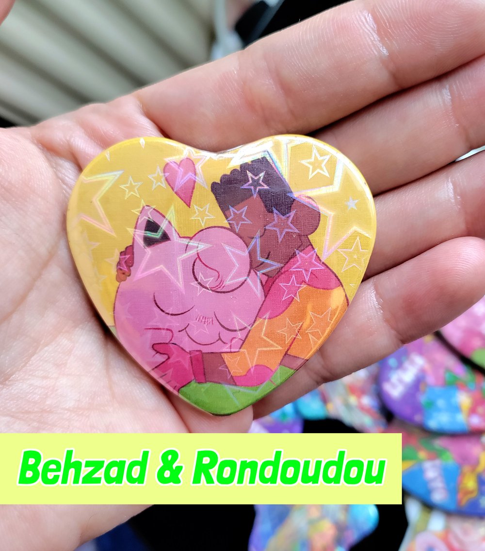 Holographic button pins (❤️​ + ⭐​ shape)