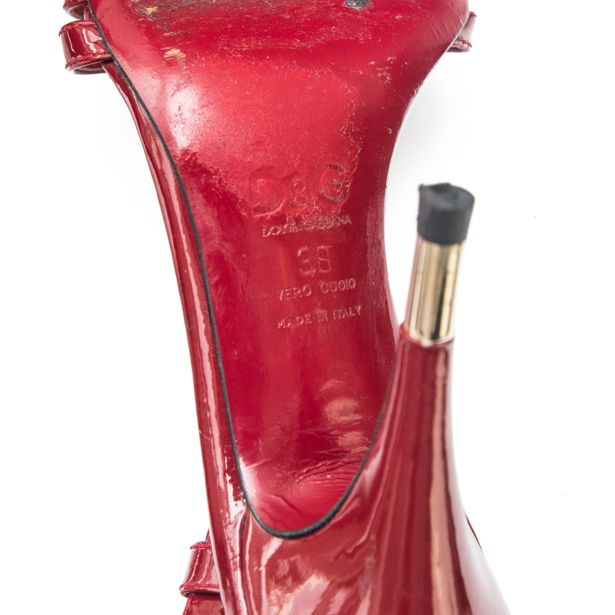 Image of Dolce & Gabbana Red Patent Cigarette Heels