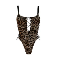 LEOPARD LACEDUP SWIMSUIT