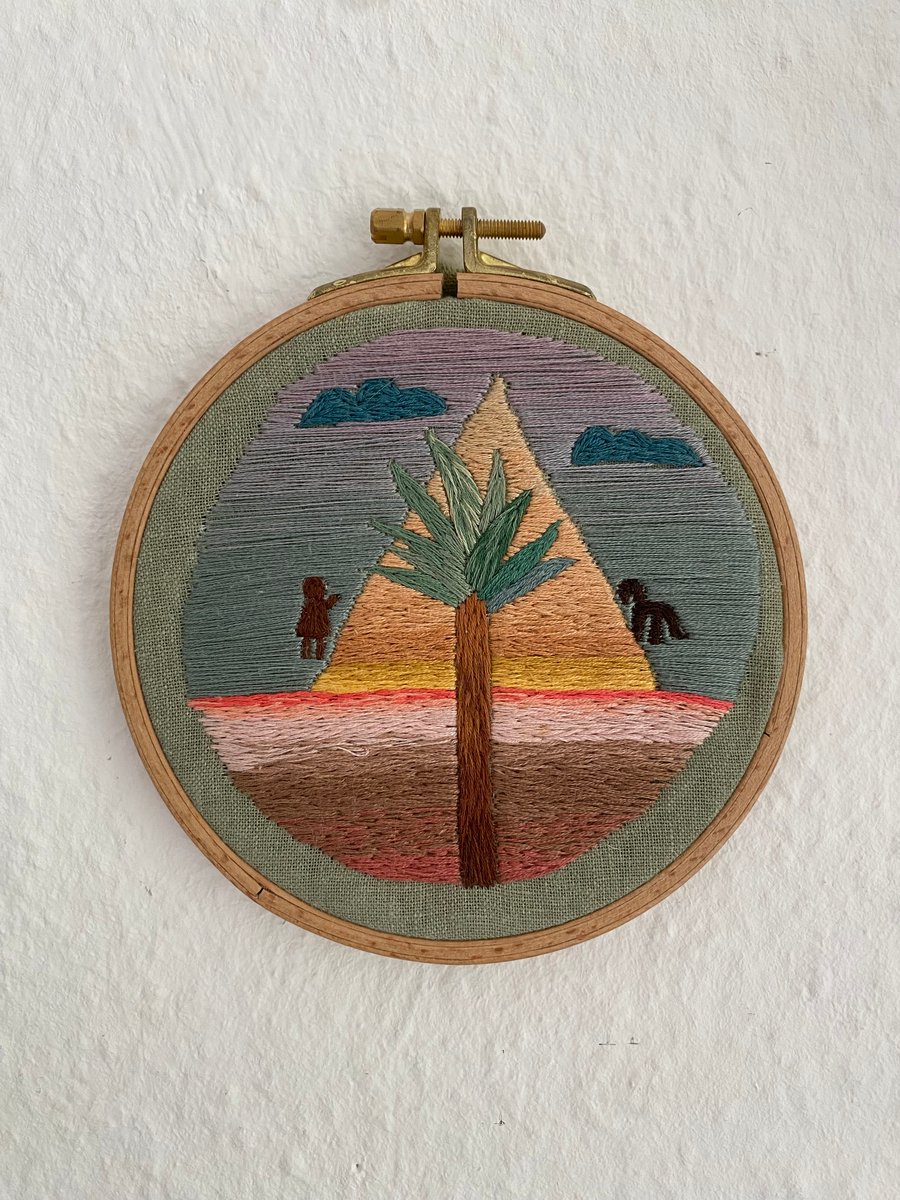 Image of Protected — one of a kind, hand embroidered wall art, 5" hoop