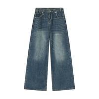 Image 4 of Men's Washed Denim Loose Wide-Leg Jeans