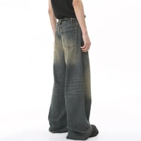 Image 12 of Men's Washed Denim Loose Wide-Leg Jeans
