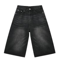 Image 1 of  Men's Washed Denim Wide Leg Jeans - Short Jean