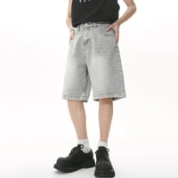 Image 6 of Men's Loose Fit Denim Shorts  Mid Rise, Knee Length