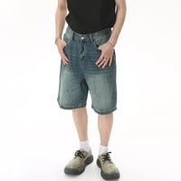 Image 10 of Men's Loose Fit Denim Shorts  Mid Rise, Knee Length