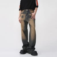 Image 3 of Men's Washed Wide Leg Jeans Casual Loose Fit