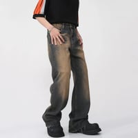 Image 4 of Men's Washed Wide Leg Jeans Casual Loose Fit