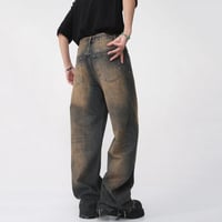 Image 6 of Men's Washed Wide Leg Jeans Casual Loose Fit