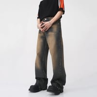 Image 5 of Men's Washed Wide Leg Jeans Casual Loose Fit