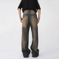 Image 7 of Men's Washed Wide Leg Jeans Casual Loose Fit