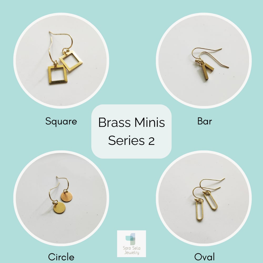 Image of Brass Minis Geometric Shape Dangle Earrings, Series 2