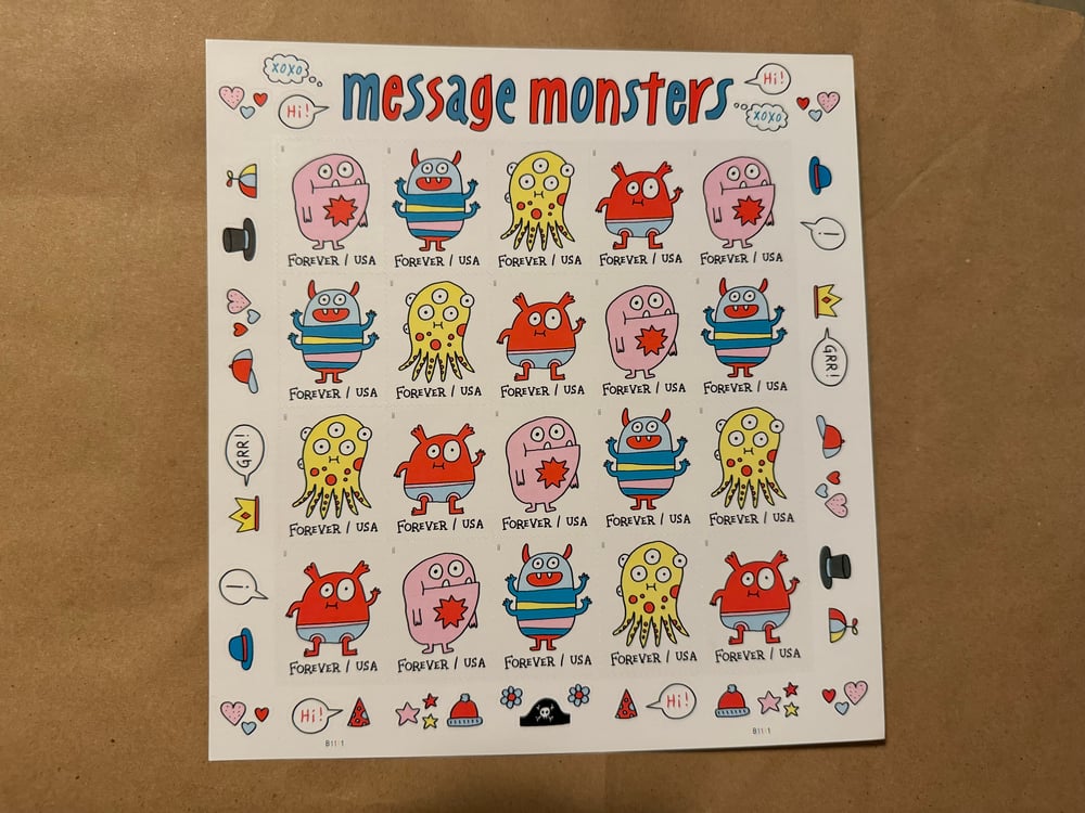 USPS Message Monsters Forever Stamps 5 Books (100 Stamps)