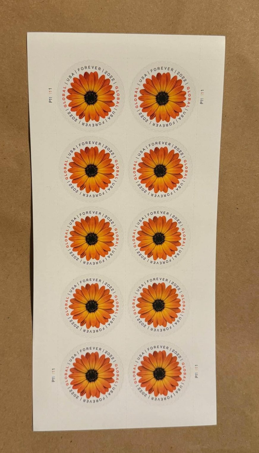 USPS Global Daisy Forever Stamps 5 Books (50 Stamps)