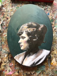 Image 2 of  A lovely vintage style oval portrait painting "Fern "