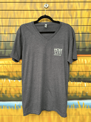 Holy City Brewing V-Neck Tee- Grey 