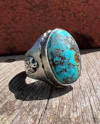 Image 1 of WL&A Handmade Black Jack Blue Thunderbird Signet Ring - Size 12