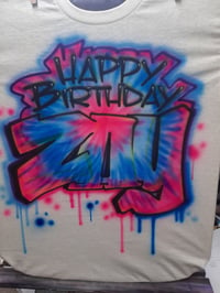 Image of Airbrushed Tie dye hoodie block letters graffiti 