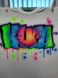 Image of Airbrushed Tie Dye Custom Personalized T-Shirt, Unisex Shirt Custom Airbrushed Tye Dye Name