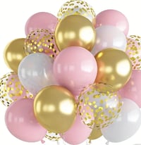 Image 1 of 20pcs Pastel Pink and Pearl White Confetti Latex Balloons Set - Party Decorations for Baby Shower, B