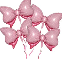 Image 1 of 10 Pcs Pink Bow Aluminum Foil Balloons - Birthdays, Gender Reveal, Weddings