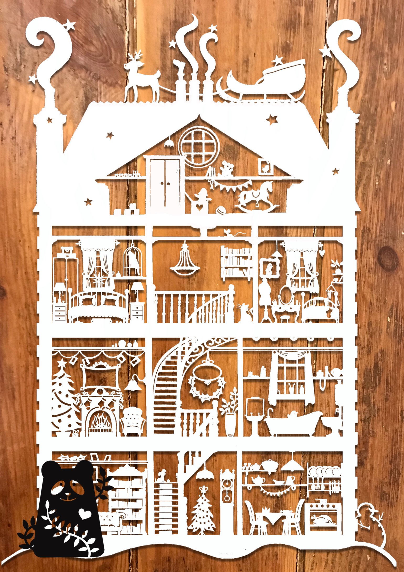 Image of Christmas House Papercut Template