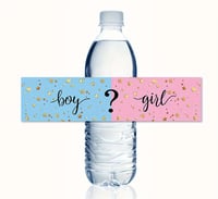 Image 1 of 10pcs  Blue & Pink Boy or Girl Water Bottle Tags, Gender Reveal , Baby Showers