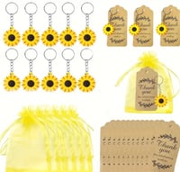 Image 1 of 30pcs Sunflower Keychain Set - Thank You Tags, Babyshowers , Birthdays , Events