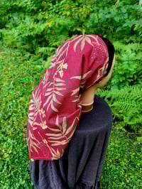 Image 1 of Linen Bandana in Burgundy & Palms 